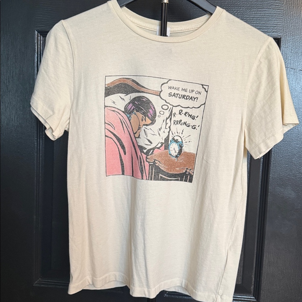 Re/Done Cream/White Classic Tee graphic design. NWT